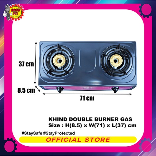 KHIND GC1090G DOUBLE BURNER GAS COOKER - Double Burner Stainless Steel Gas Cooker